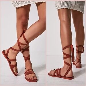 Free People Rooftop Rendezvous Suede Wrap Sandals